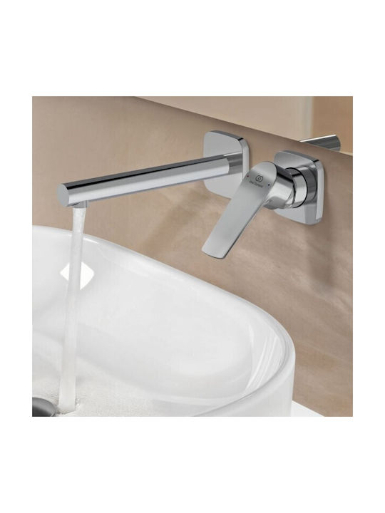 Ideal Standard Σετ Μίκτης & Στόμιο Εντοιχισμού για Νιπτήρα Ασημί