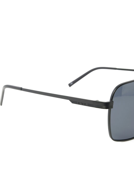 Invu Männliche Sonnenbrille mit Schwarzem Metallrahmen und Schwarzem Glas IB12620C