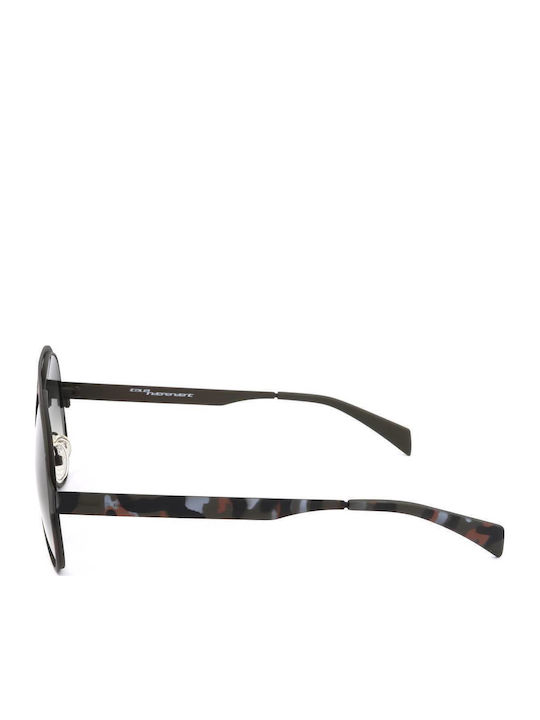 Italia Independent Herren Sonnenbrille mit Marineblauem Horn umrandetem Rahmen und Grünem Glas 0021.093.000