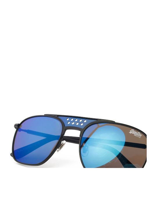 Superdry Trophy Men's Sunglasses with Black Metal Frame and Blue Lens