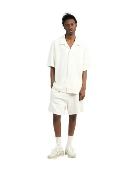 Short Sleeve Cotton Shirt in Wide Fit Ecru