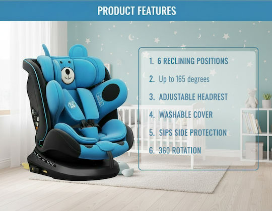 Buf Boof TWT Plus Deluxe Scaun Auto pentru Copii i-Size cu Isofix Blue
