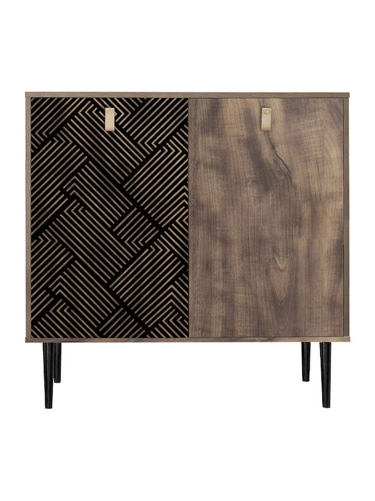 Ξύλινη Παπουτσοθήκη 2227 με 4 Ράφια Grey Oak - Μαύρο Μ75xΠ37xΥ75cm