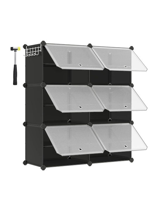 Plastik Schuhschrank mit 6 Regalen Gray L80xW30xH94cm