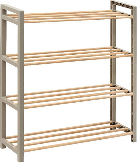 Plastik Schuhschrank mit 4 Regalen Beige L66xW20xH68cm