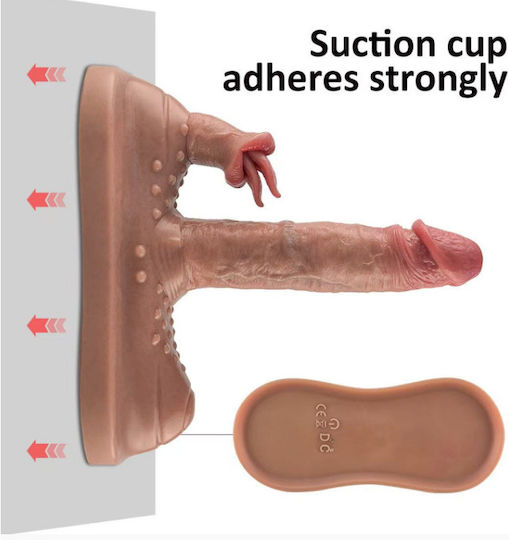 Aph Realistic Triple Stimulation Vibrator Tongue Penis Shape With Suction Cup And Remote Control Qsgj-014