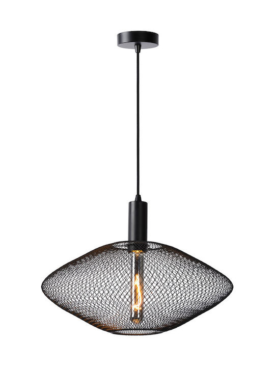 Lucide Lightning Mesh Pendant Light Black Grid with Socket E27 45cm