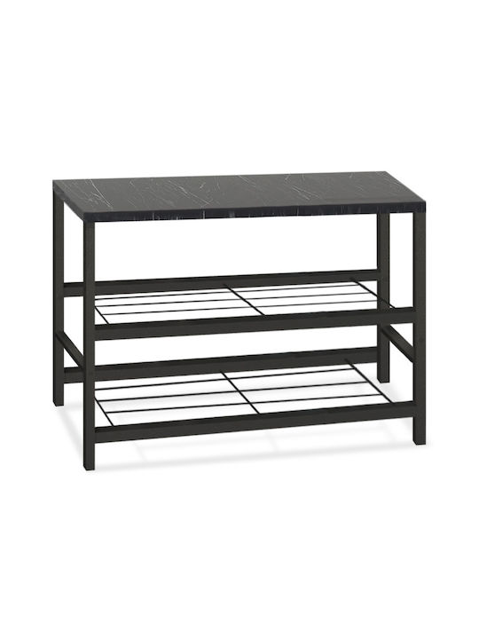 Dalia Wooden Shoe Organizer with 2 Shelves Black 65x30x45cm