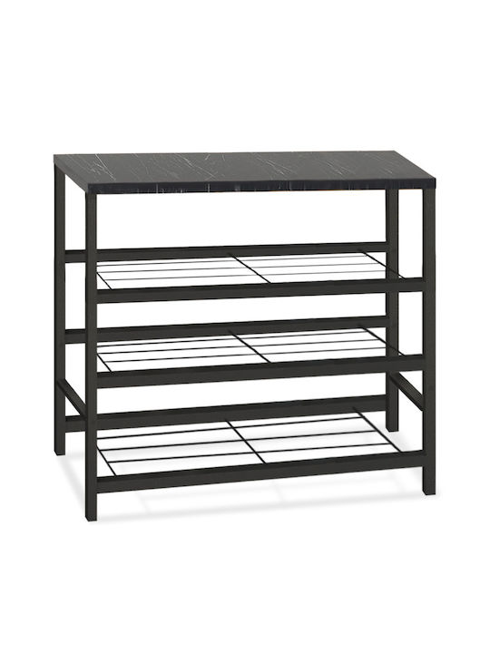 Dalia Wooden Shoe Organizer with 3 Shelves Black 65x30x67cm
