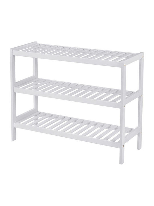 Bamboo Shoe Organizer with 3 Shelves White 70x26x55cm