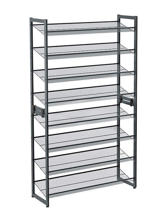 Metalică Suport pentru pantofi cu 8 Rafturi Gri L92.5xW30.7xH163.5cm