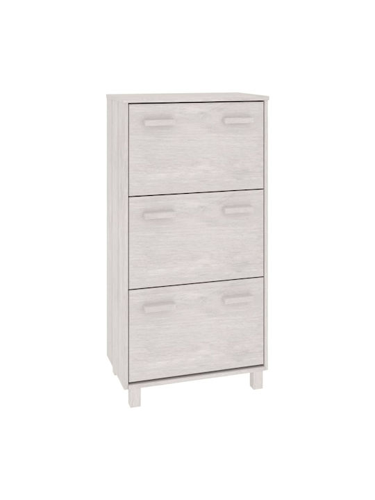 Wooden Shoe Organizer with 3 Shelves White 59.5x35x117cm