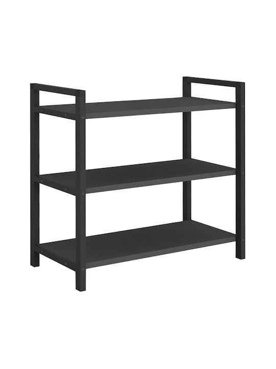 Navari Wooden Shoe Organizer with 3 Shelves Black / Anthracite 66x36x70cm