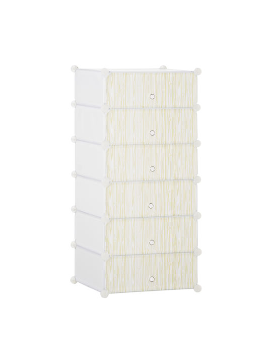 Plastică Suport pentru pantofi cu 6 Rafturi Albă L45xW36.5xH108cm