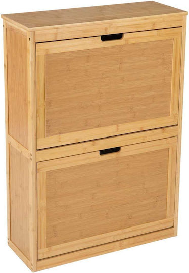 Bamboo Shoe Organizer with 2 Shelves Beige 63x24x81cm MU73109 Bamboo Shoe Organizer with 2 Shelves Beige 63x24x81cm MU73109
