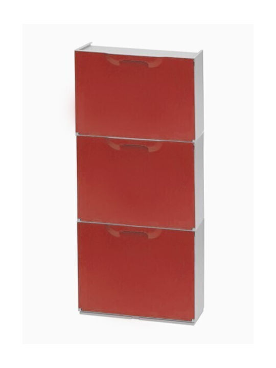 Unika Plastic Shoe Organizer with 3 Shelves Red 51x17.3x123cm