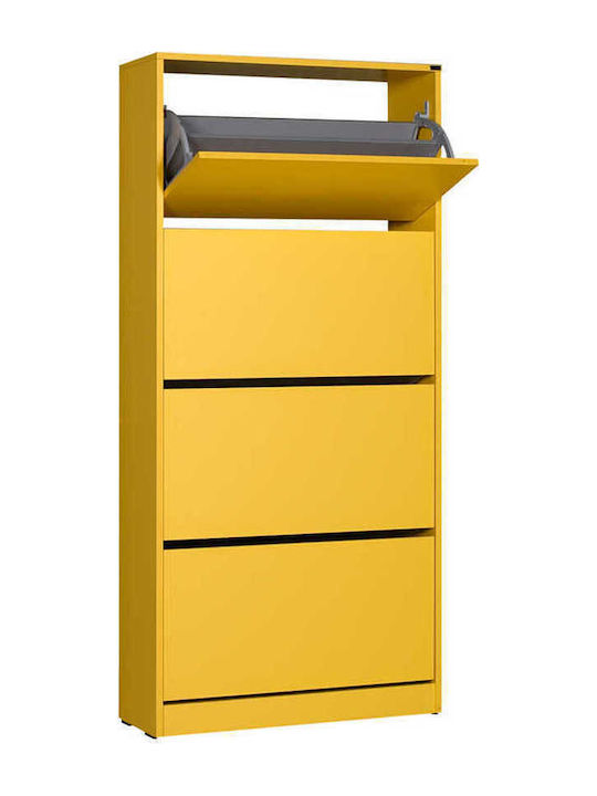 Flat Duo Wooden Shoe Organizer with 4 Shelves Yellow 73x26x157cm