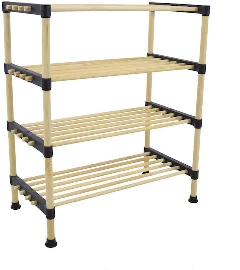 Wooden Shoe Organizer with 3 Shelves Natural 76x28x58.5cm