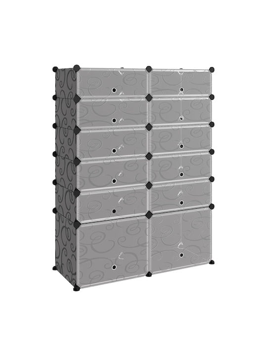 Plastic Shoe Organizer with 12 Shelves Black 94x37x125cm
