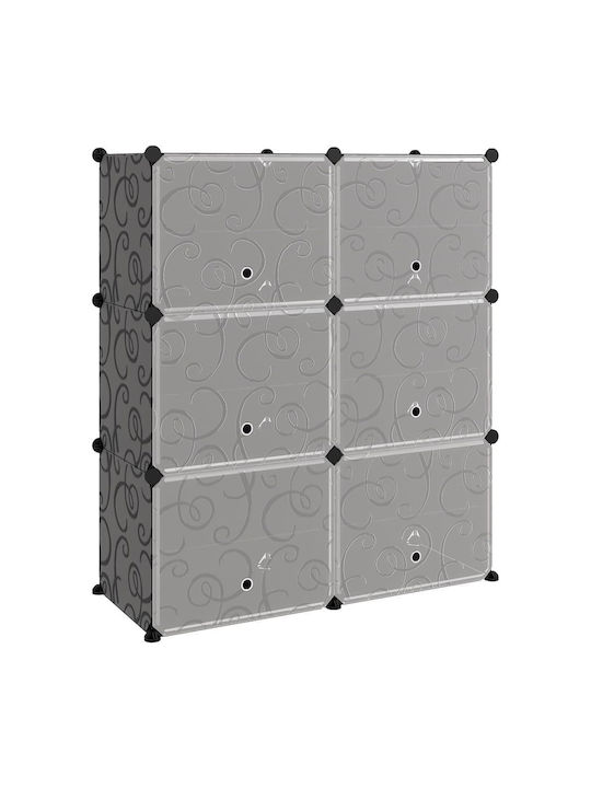 Plastic Shoe Organizer with 6 Shelves Black 84.5x31x93.5cm