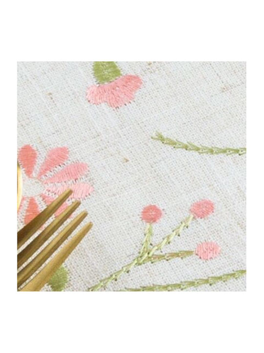 FRIPIA Linen Tablecloth with Floral Embroidery 120x160cm