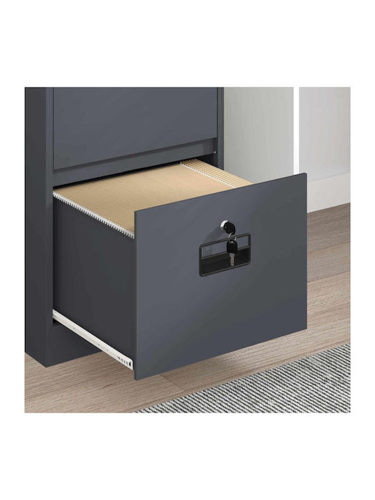 Metal Office Drawer With Lock Anthracite 45.5x42x106.5cm