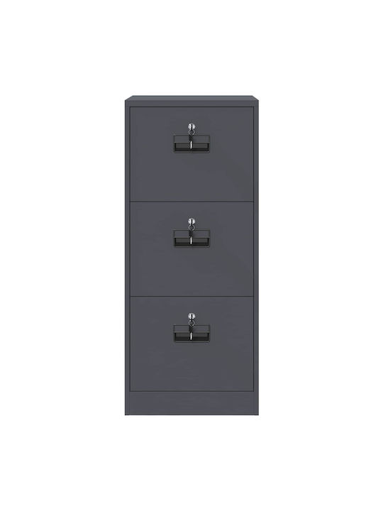 Metal Office Drawer With Lock Anthracite 45.5x42x106.5cm