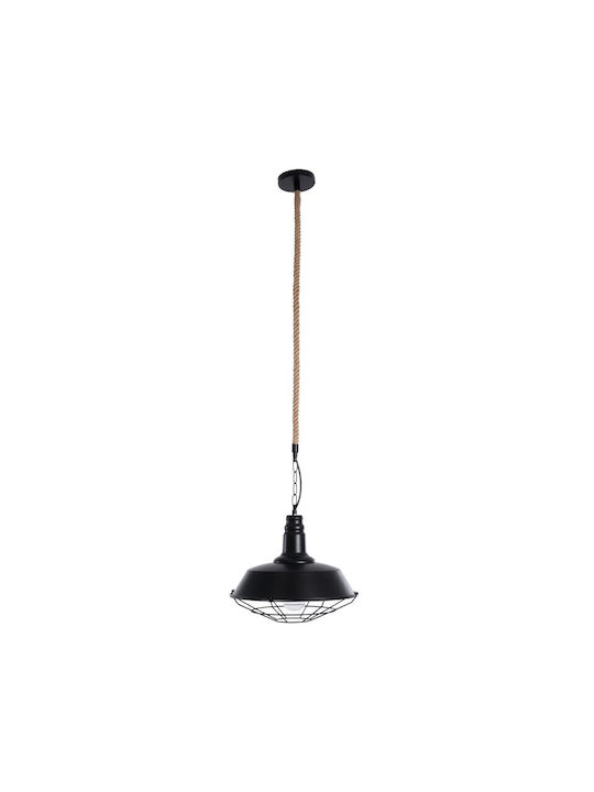 VenCore Pendant Light Black with Rope for Socket E27 36x36x30cm
