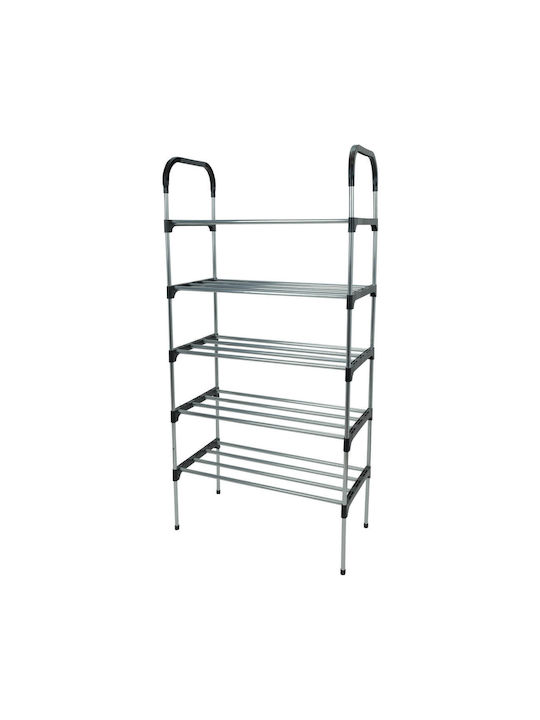 Raft de pantofi din metal-Unchiul George 5 rafturi argintii Dimensiuni 54x27x110cm Organizare spațiu vertical
