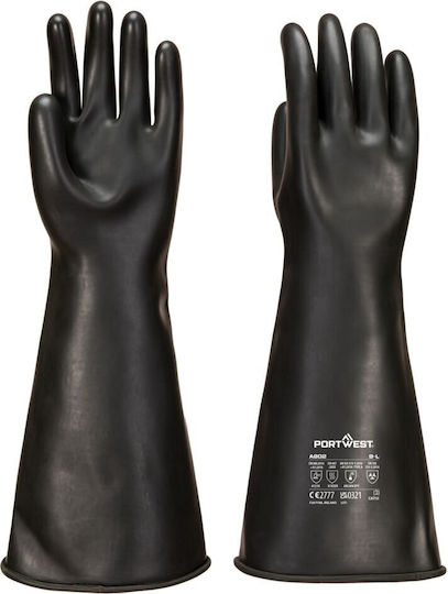 Portwest Αδιάβροχα Γάντια Εργασίας Μαύρα Latex
