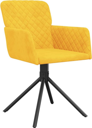 Dining Room Velvet Armchair Yellow 51.5x59x83.5cm 2pcs
