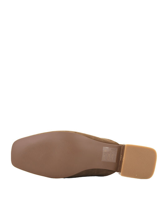 Flat Suede Mules σε Καφέ Χρώμα