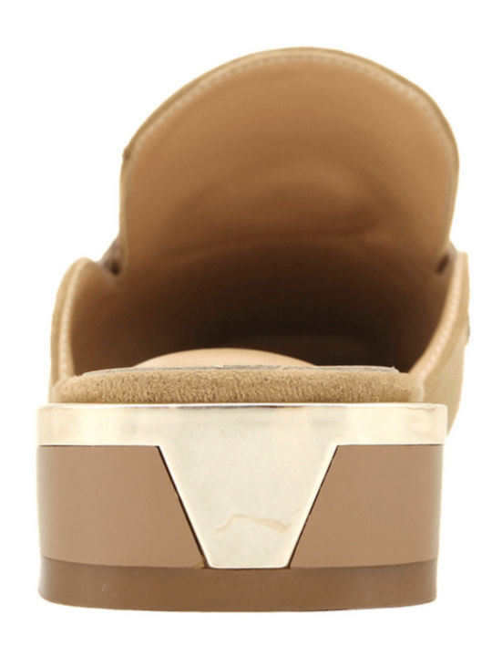 Flat Suede Mules σε Μπεζ Χρώμα