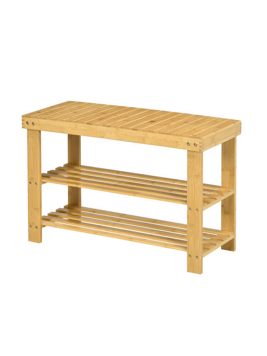 Bamboo Shoe Organizer Beige 70x28x45cm