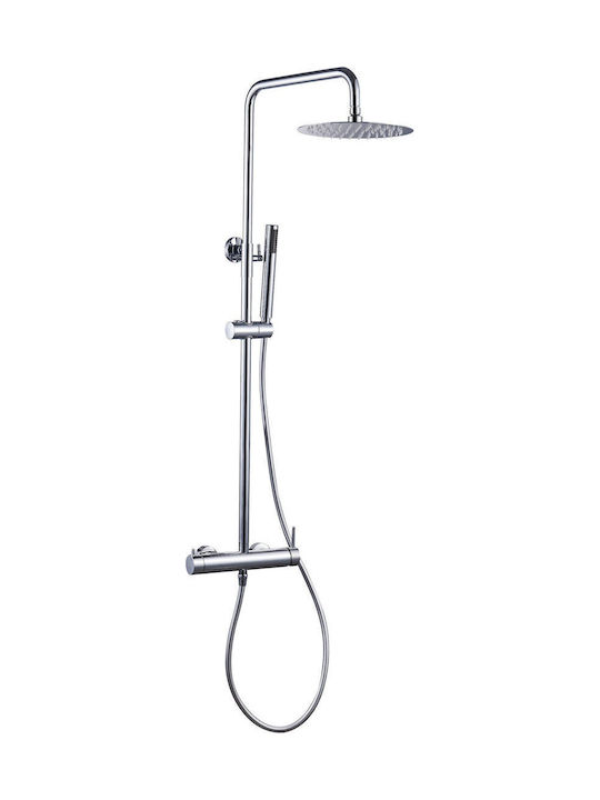 Katsamakos Shower Column with Bathtub Mixer Silver