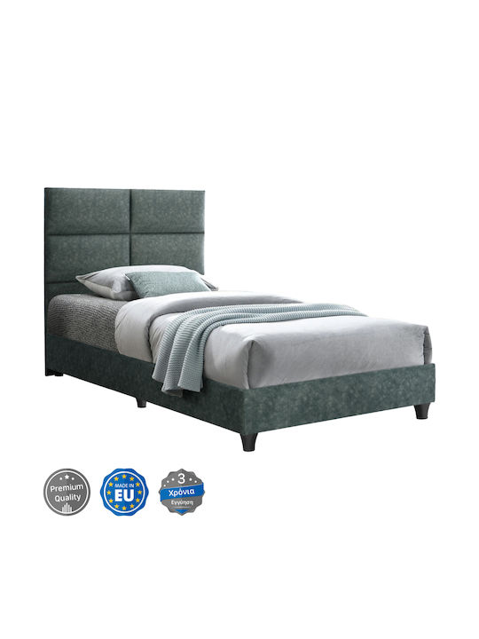 Milo Pat Single Tapitat Cu Material Verde Potrivit Pentru Saltea 90x200cm