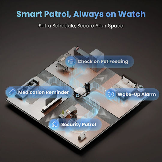 Enabot EBO Air 2 Plus IP Companion Robot Κάμερα Wi-Fi Full HD+ 5MP Μπαταρίας με Αμφίδρομη Επικοινωνία Γκρι