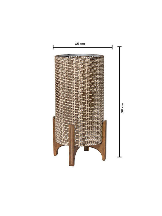 Stewehome Elegant Table Lamp With Wood Texture Brown Shade 15x30 Cm