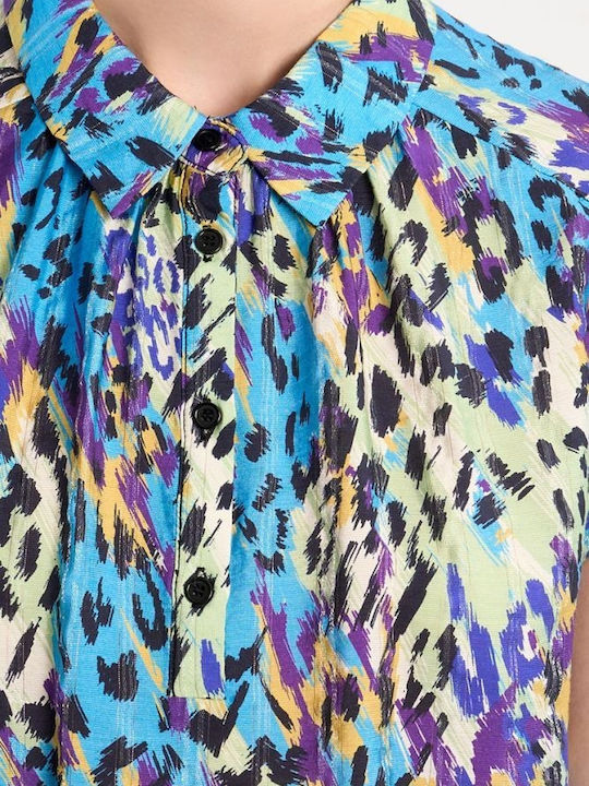 Women's Crop Top Animal Print Blue Bahamas