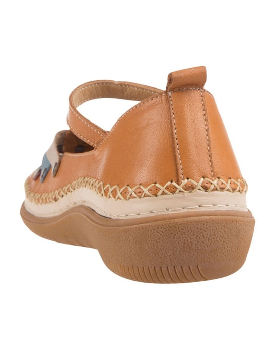 Leather Women's Ballerina Shoes In Brown Colour