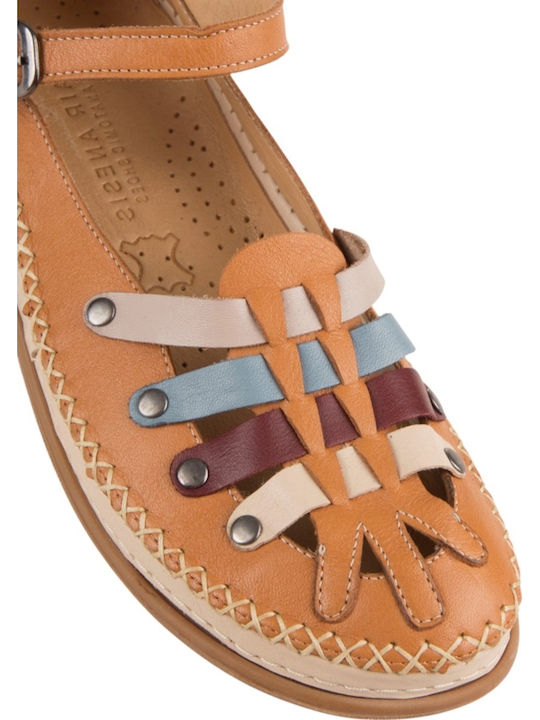 Leather Women's Ballerina Shoes In Brown Colour