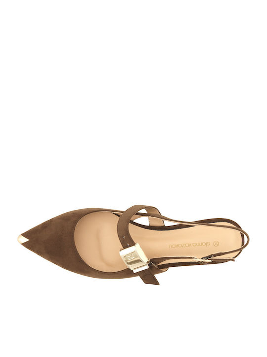 Suede Women's Ballerina Shoes in Brown Colour