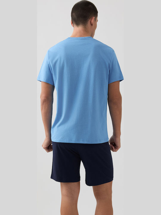 Minerva Summer Men's Cotton Pyjama Light Blue