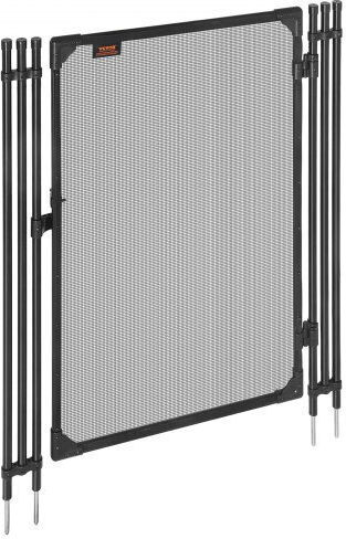 Vevor Pool Fence Gate 1.2 X 0.75 M Inground Swimming Pool Fences Gate Outdoor Security Fencing Door Kit Metal Latch 352 Gsm Teslin Pvc Mesh Round Tube Lockable Easy Installation Black