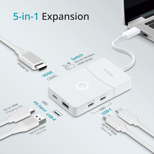 D-Link USB-C Dockingstation Mit Weiß (DUP-501)