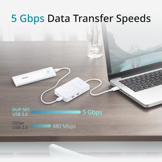 D-Link USB-C Dockingstation Mit Weiß (DUP-501)