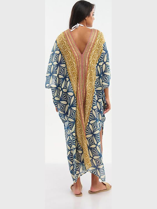 Ble Resort Collection Damenbademode Kaftan Farbe Beige/Blau