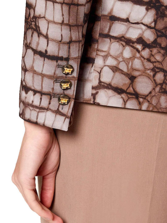 Elisabetta Franchi Women's Waisted Brown Blazer