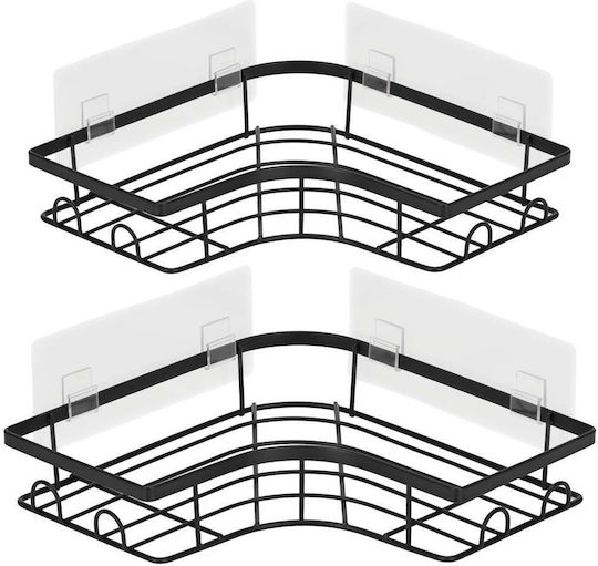 Corner Wall Mounted Bathroom Shelf Metallic Black