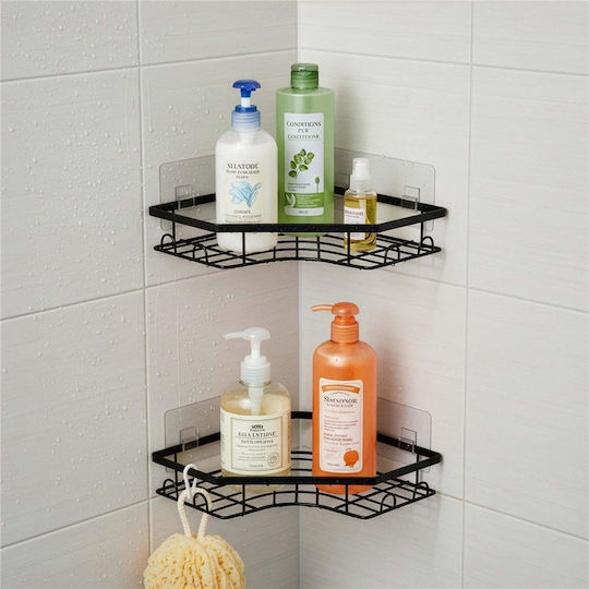 Corner Wall Mounted Bathroom Shelf Metallic Black